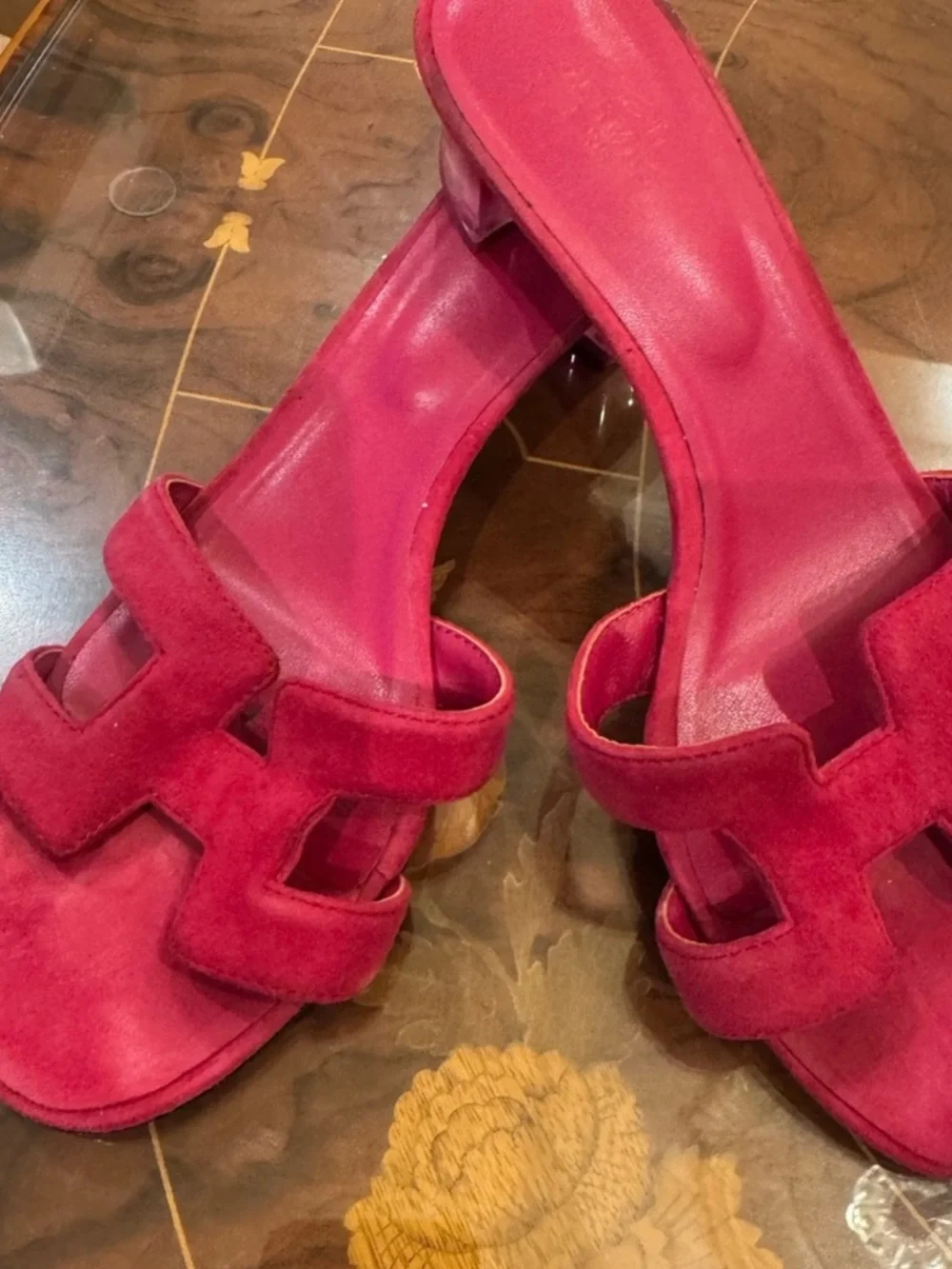 Hermès Fuchsia Suede Oran Sandals – Size 42 - Picture 15 of 17